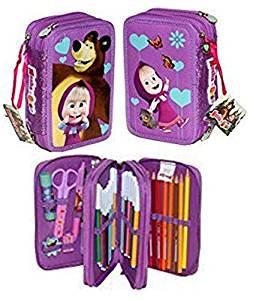 ASTUCCIO PORTACOLORI 3 ZIP MASHA E ORSO