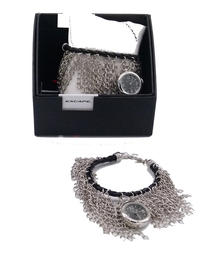 OROLOGIO DA POLSO DONNA BRACCIALE INTRECCIATO C/CATENELLE NERO E