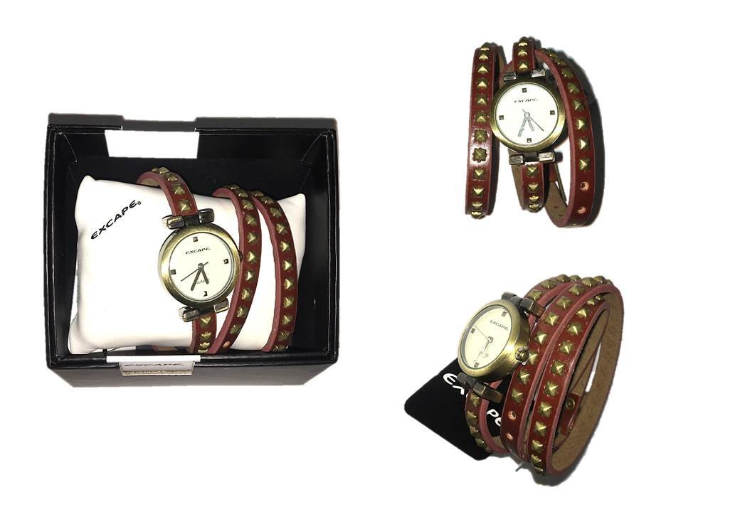OROLOGIO DA POLSO DONNA CUOIO 3 GIRI BRONZO/MARRONE EXCAPE